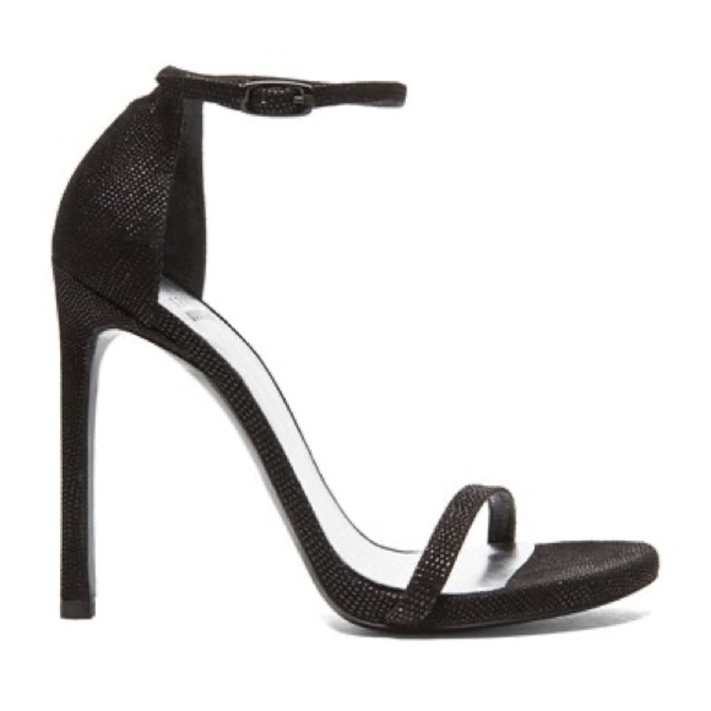 Stuart Weitzman Nudist Goosebump Napa Sandals, Black